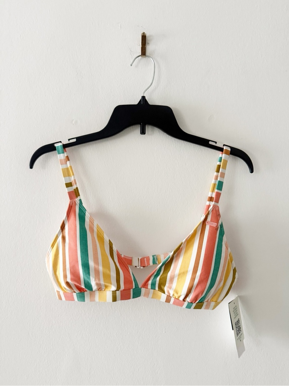 NEW Roxy PT Beach Classics Striped Fixed Triangle Bikini Swim Top Size XL